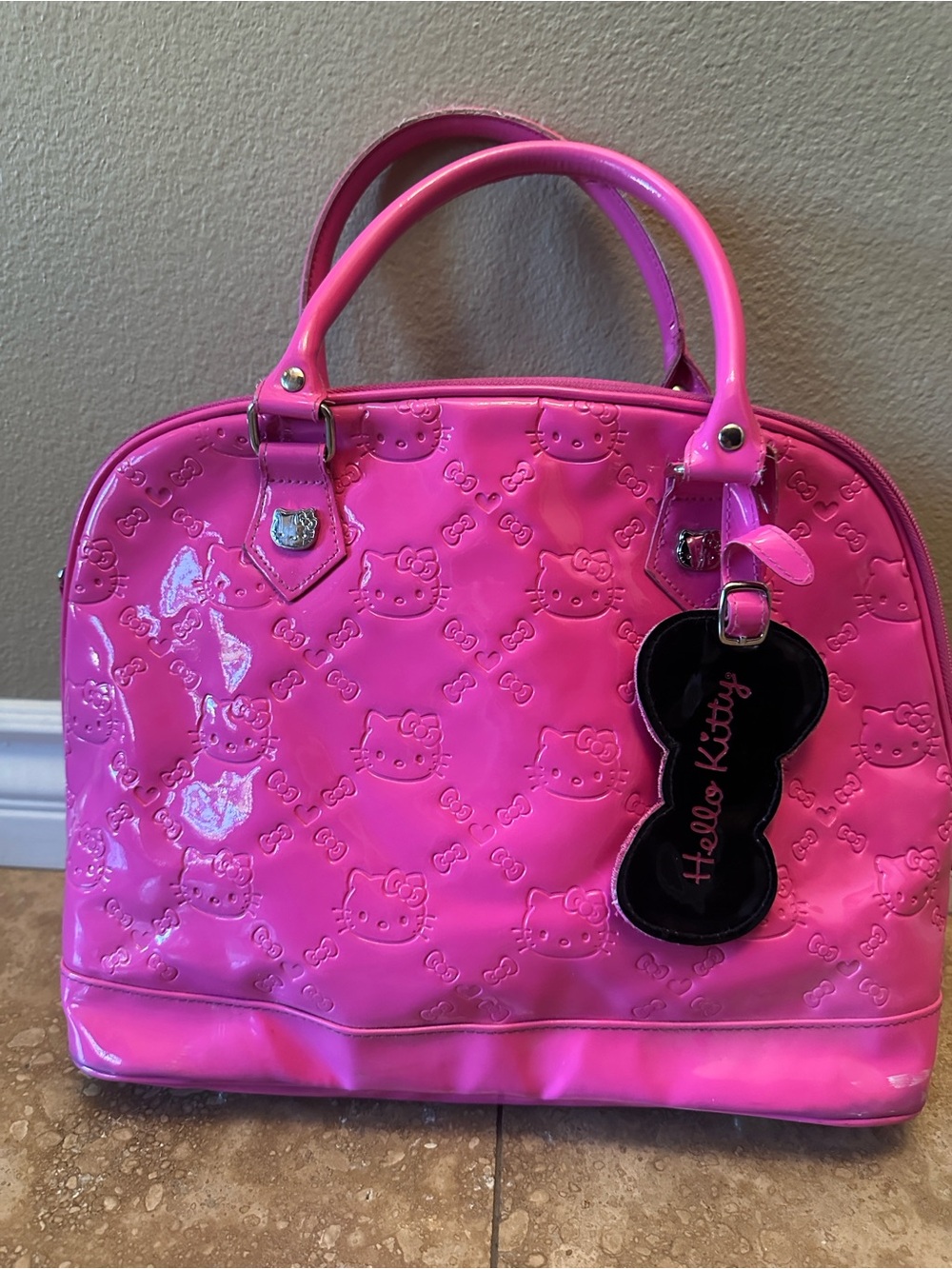 Hello Kitty Glossy Hot Pink Dome Satchel with Character Tag